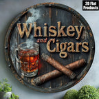 1pc 2D Flat Whiskey &  Round Aluminum Sign, 8x8 Inch - Bar/Kitchen Decorative Plaque