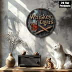 1pc 2D Flat Whiskey &  Round Aluminum Sign, 8x8 Inch - Bar/Kitchen Decorative Plaque