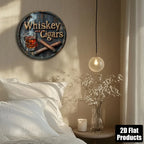 1pc 2D Flat Whiskey &  Round Aluminum Sign, 8x8 Inch - Bar/Kitchen Decorative Plaque