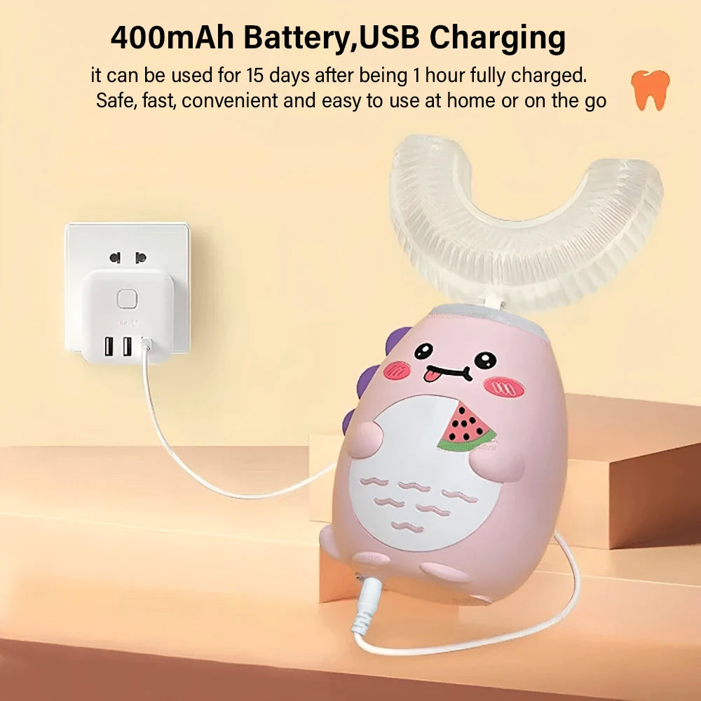 Electric Toothbrush for Children U Shaped Electric Child Toothbrush USB Rechargeable Cartoon Kids Children's Electric Toothbrush